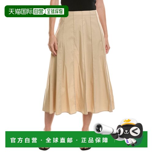 自营Anne Klein Little毛衣-On镶板A Line Midi短裙-棕色 美国奥