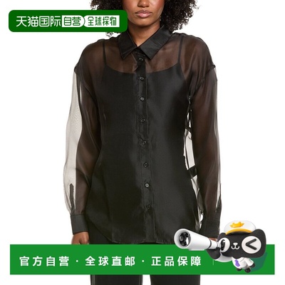自营Bardot Luana Oversized Organza Shirt - black 美国奥莱直