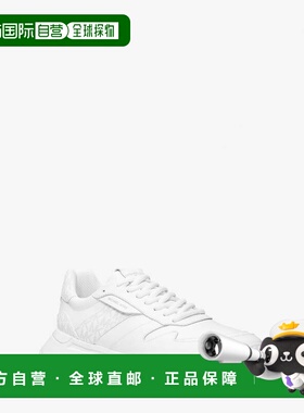 自营michael korsDax鹅卵石皮革和标志训练器-亮白色 美国奥莱直