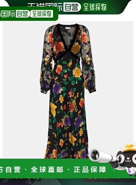 1h可退 香港直邮RIXO 女士 花朵真丝中长连衣裙 colorful花色 舒