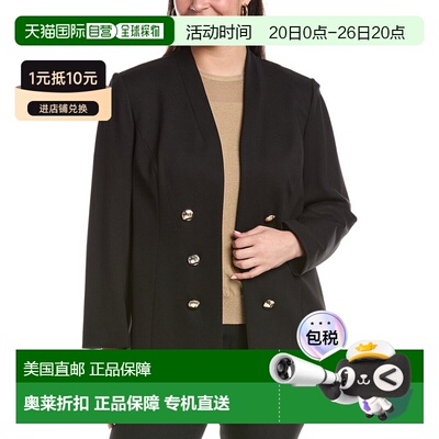 自营Anne Klein Plus Funnel Neck Jacket - black 美国奥莱直发