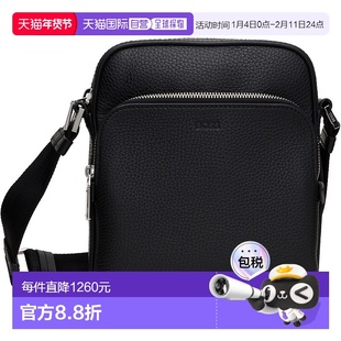 1h可退 香港直邮BOSS 波士 男士 黑色 Embossed-Logo Reporter 斜