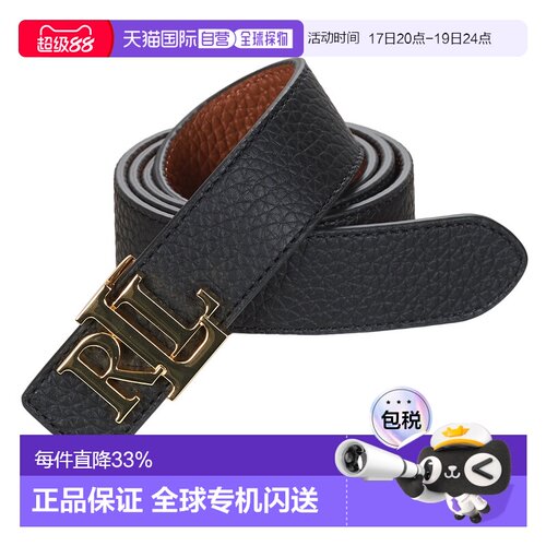 欧洲直邮Lauren Ralph Lauren拉夫劳伦女士真皮双色平滑扣皮带