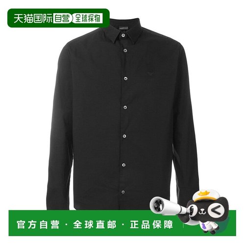 香港直邮Emporio Armani 黑色logo刺绣衬衫 8N1C091N06Z