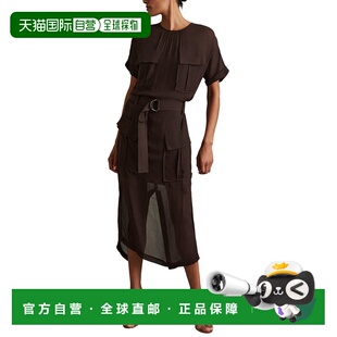 自营Reiss Essie Front Pocket Midi Dress - chocolate 美国奥莱