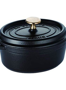 日本直邮STAUB迷你型珐琅双耳锅椭圆形黑色17cm电磁炉适用