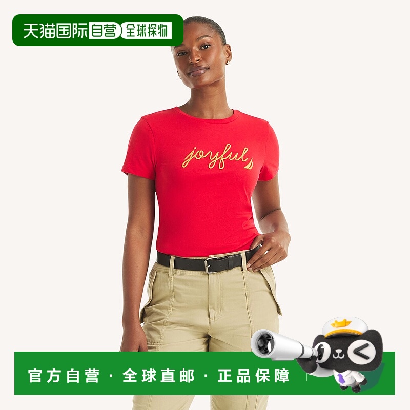 自营Nautica Womens Joyful Graphic T-Shirt - bright red 美国
