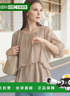 1h可退 日本直邮earth music&ecology 女士小碎花波点宽松长袖衬