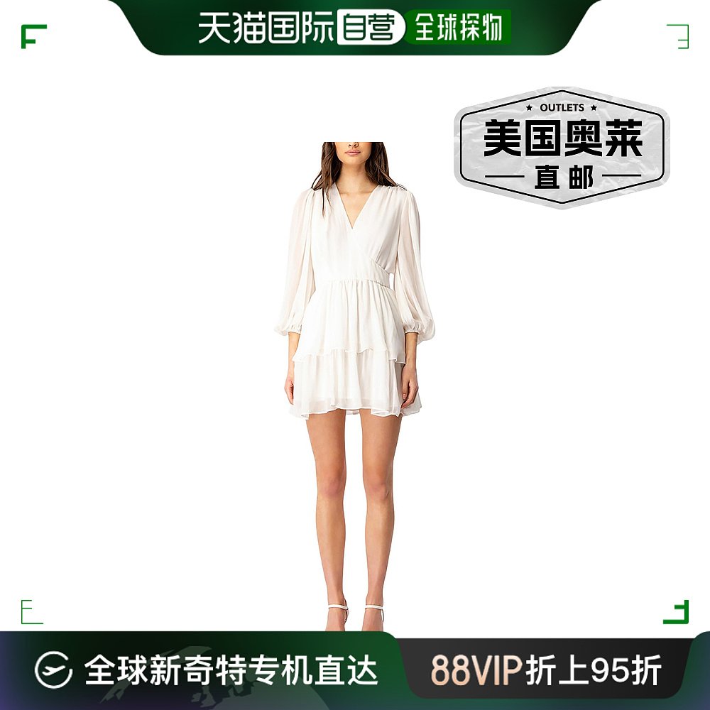 bardot女士 V-Neck Short Mini Dress orchid white【美国奥莱】