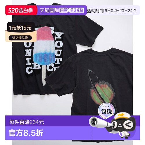 1h可退 日本直邮SONIC YOUTH 男女同款 复古重磅纯棉圆领乐队T恤