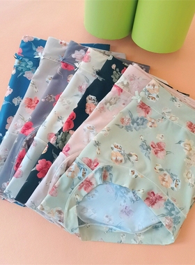 彩田高腰收腹女内裤正品31975平角裤31973印花性感冰丝大码抑菌