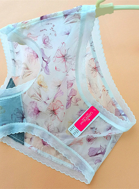 夏新款花仙子内裤女21818石墨烯内裆轻薄印花三角冰丝无痕性感