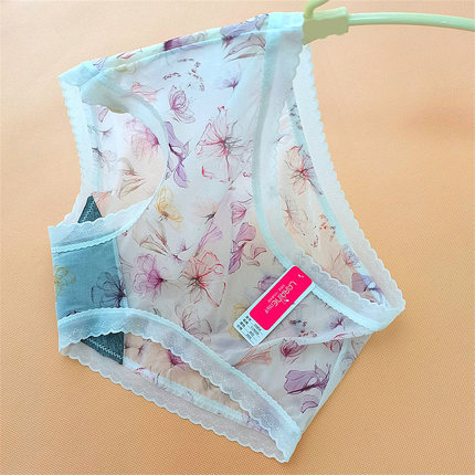 夏新款花仙子内裤女21818石墨烯内裆轻薄印花三角冰丝无痕性感