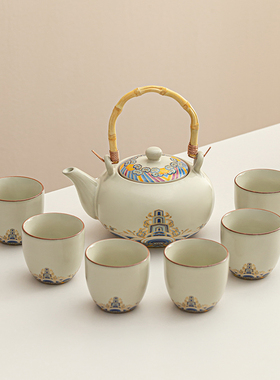 汝窑功夫茶具套组中式家用轻奢高档大容量泡茶壶茶杯可定制礼盒装