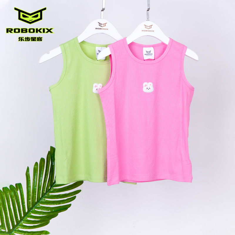 ROBOKIX夏季新款女童背心圆领轻薄亲肤透气弹力大吸湿排汗