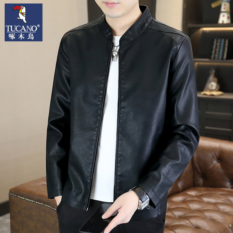 啄木鸟2025秋冬季新款男士皮衣潮流帅气机车真皮夹克加绒加厚外套