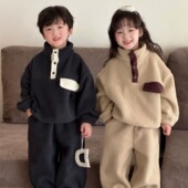 儿童家居服套装 25新款 秋冬外出奥粒绒加厚立领保暖分体男女童睡衣