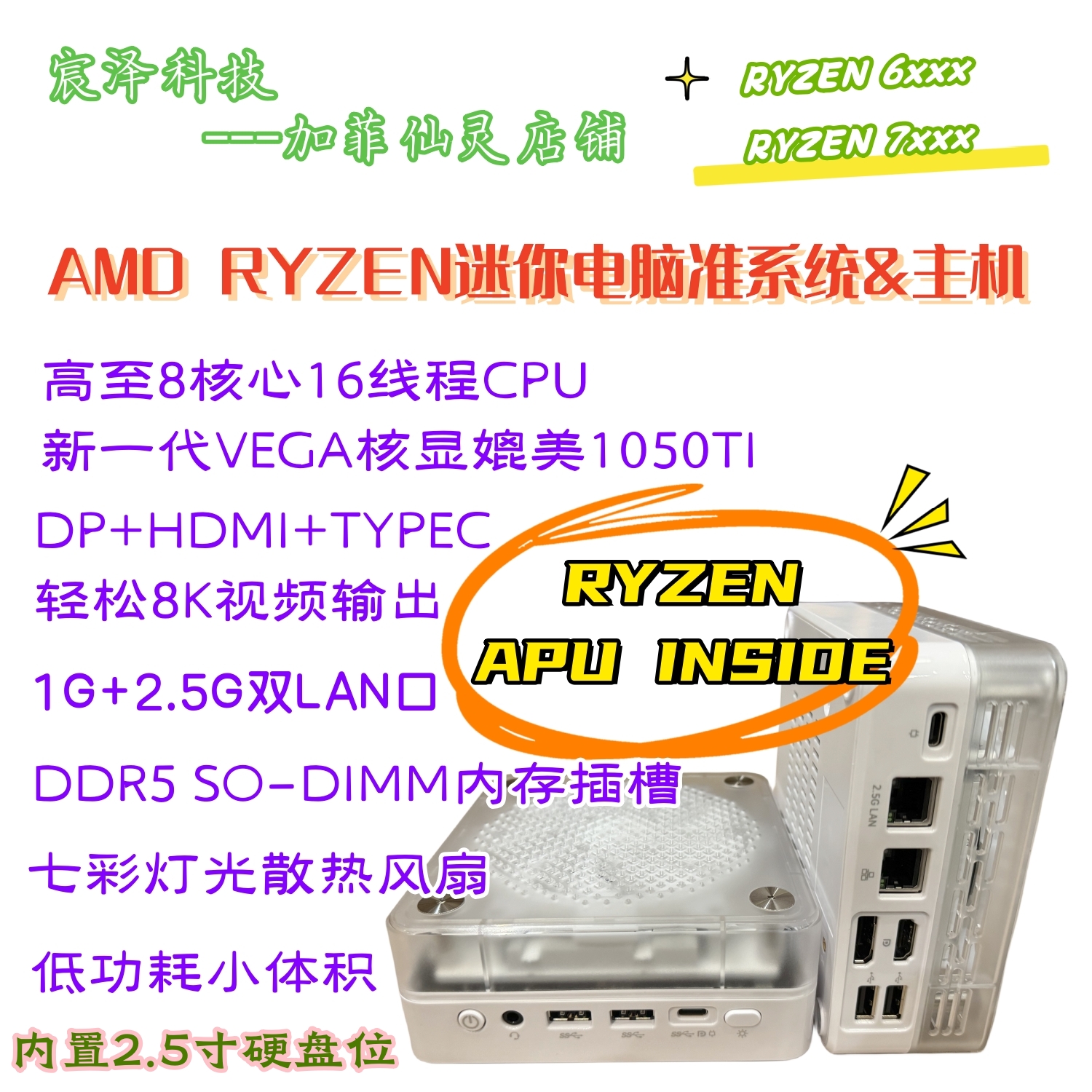 AMD锐龙R5 6650U 7640HS R7 6850U 6800H R9 6900H迷你PC电脑主机使用感如何?