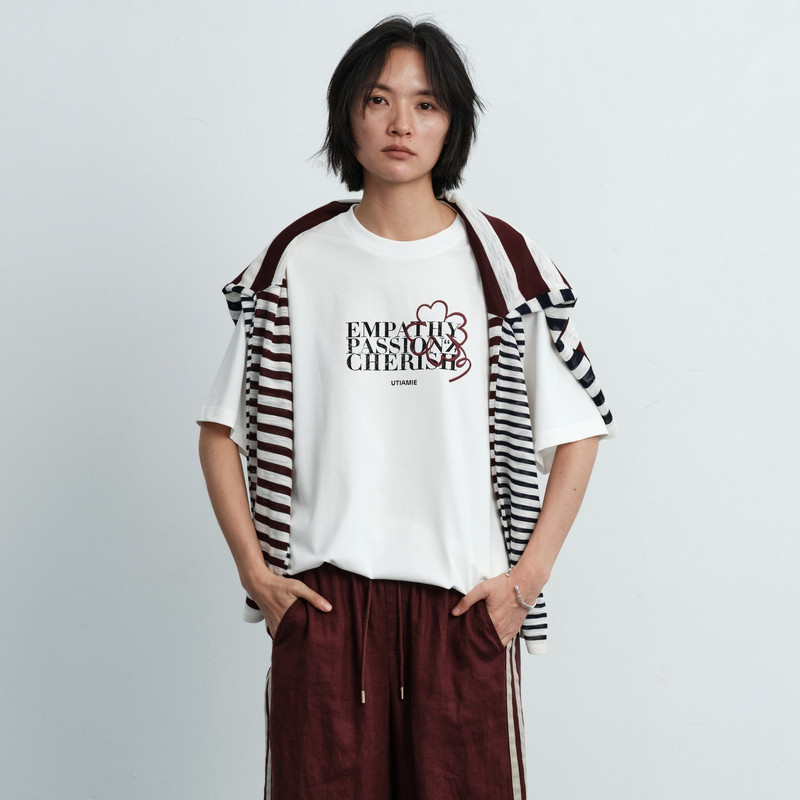 uti尤缇2026夏季新款 白色纯棉短袖圆领T恤女宽松上衣UL230108251