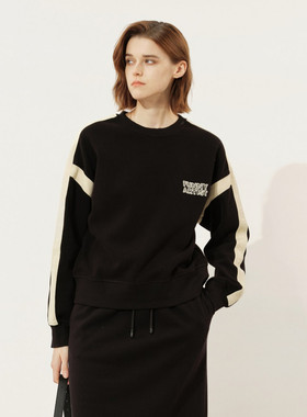 uti尤缇2024冬季新款黑色长袖圆领卫衣女显瘦休闲上衣UJ410101890