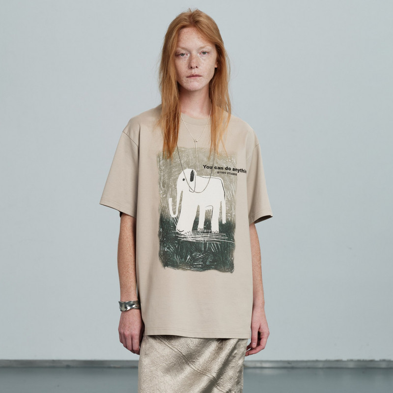 uti尤缇2026夏季新款 宽松印花纯棉短袖T恤女休闲上衣UL220105880