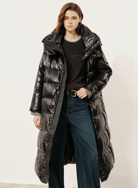 uti尤缇2024冬季新款 黑色高街长款羽绒服女鸭绒外套UJ450622990