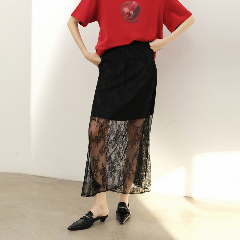 uti尤缇2026春季新款 蕾丝网纱休闲半身裙女包臀长裙UL130305490