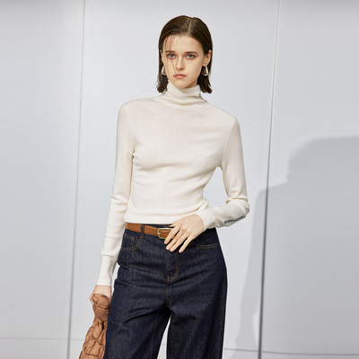 uti高领修身套头毛衫女