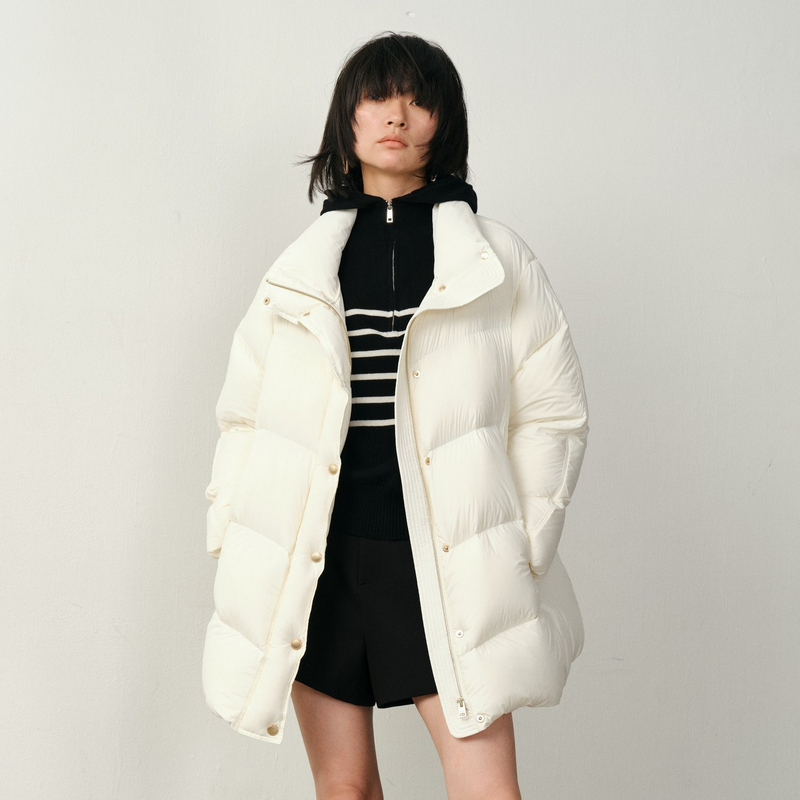 uti尤缇2025冬季新款廓形休闲中长款羽绒服女立领外套UK450624551