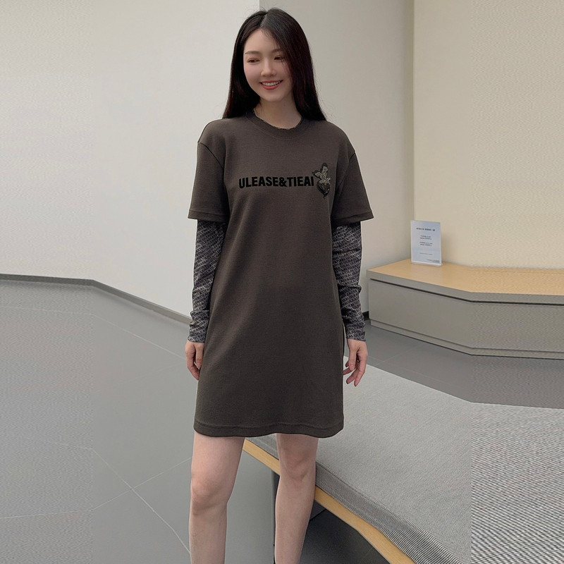 uti假两件T恤连衣裙女