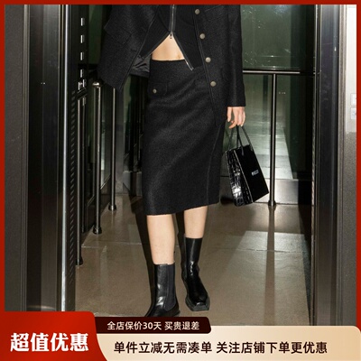 uti小香风黑色半身裙女