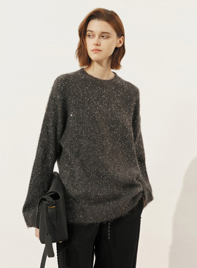 uti尤缇2025冬季新款珠片点缀宽松休闲套头针织毛衫女UL4D1193783