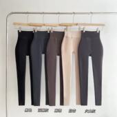 JA秋冬蜜桃臀1000D保暖发热纯色精梳棉高腰极细条纹九分连裤 袜女