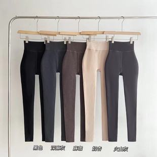 JA秋冬蜜桃臀1000D保暖发热纯色精梳棉高腰极细条纹九分连裤 袜女
