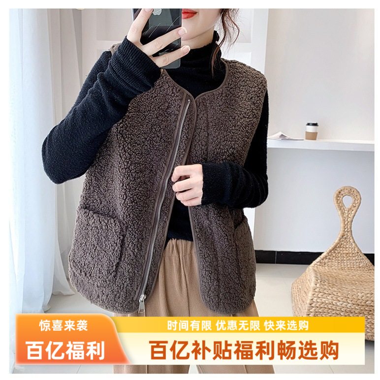 仿羊羔绒马甲女2025秋冬新款韩版