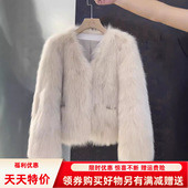 感仿加厚狐狸毛皮草外套短款 毛毛女轻奢轻暖 冬季 厚千金气质时尚