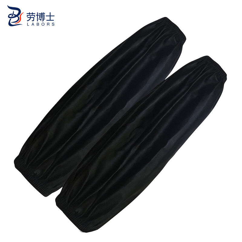 劳博士LBS853皮袖套3双防水防油PU护袖加厚劳保大号松紧黑色