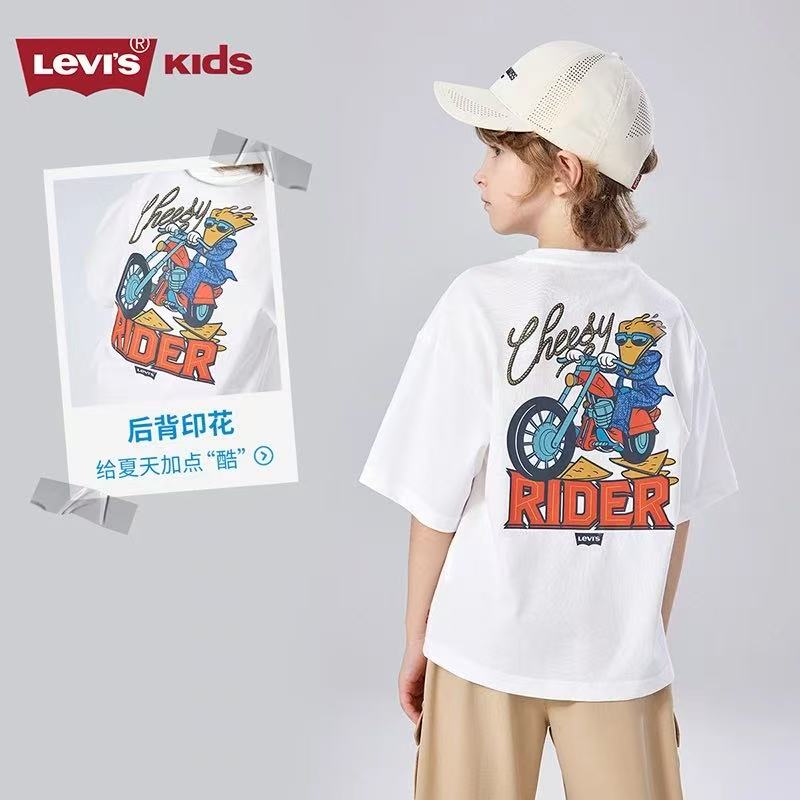【汽车图案】Levis李维斯儿童男童短袖T恤2025夏季透气运动童装女