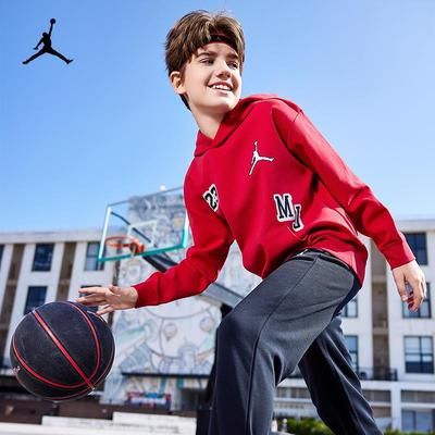 JORDAN乔丹2025春季新款男童卫衣儿童针织连帽套头衫运动上衣童装