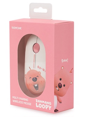 韩国正版ZanmangLoopy露比粉红海狸电脑蓝牙薄款鼠标卡通静音双模