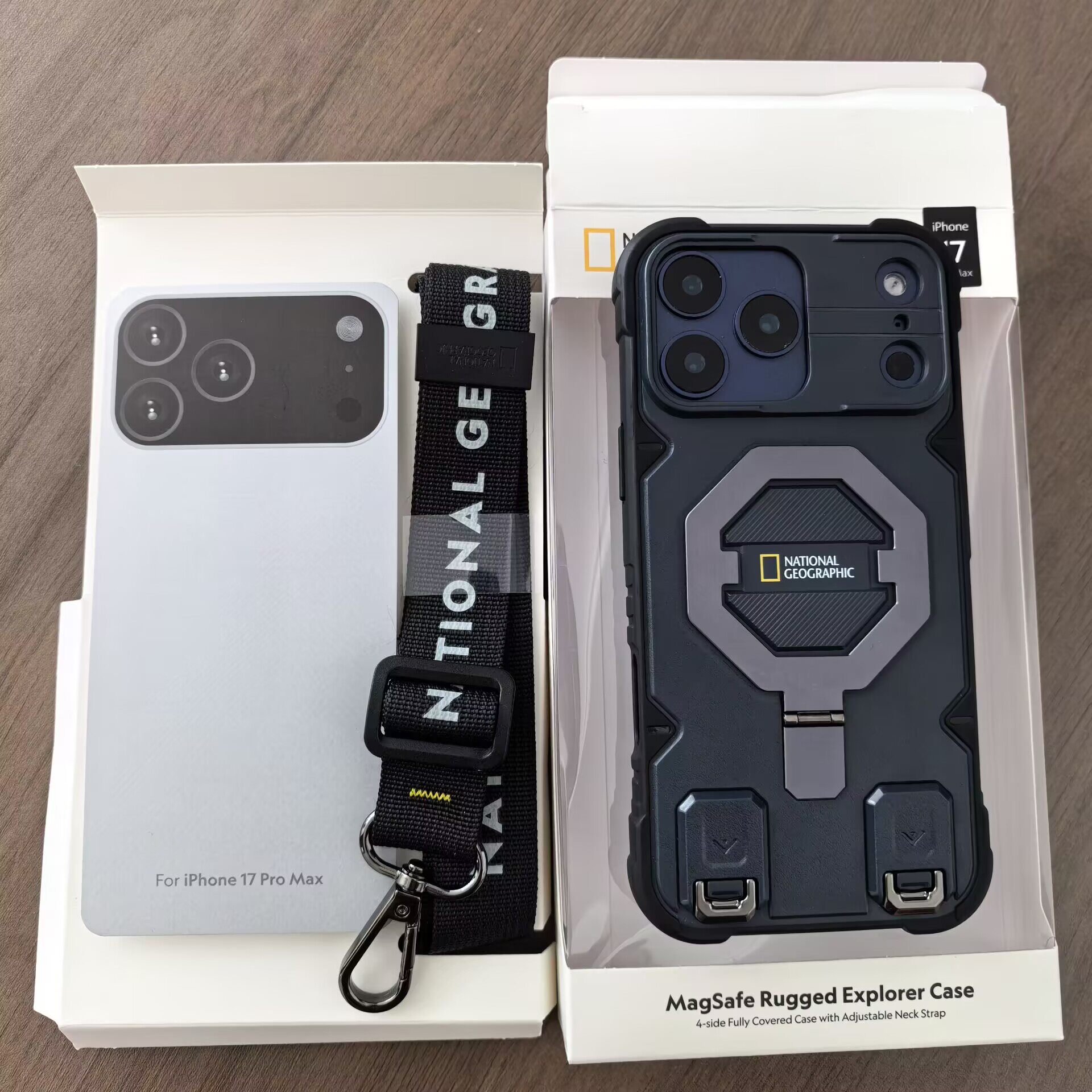 正版国家地理苹果iphone17promax手机壳带挂绳带支架磁吸防摔套男