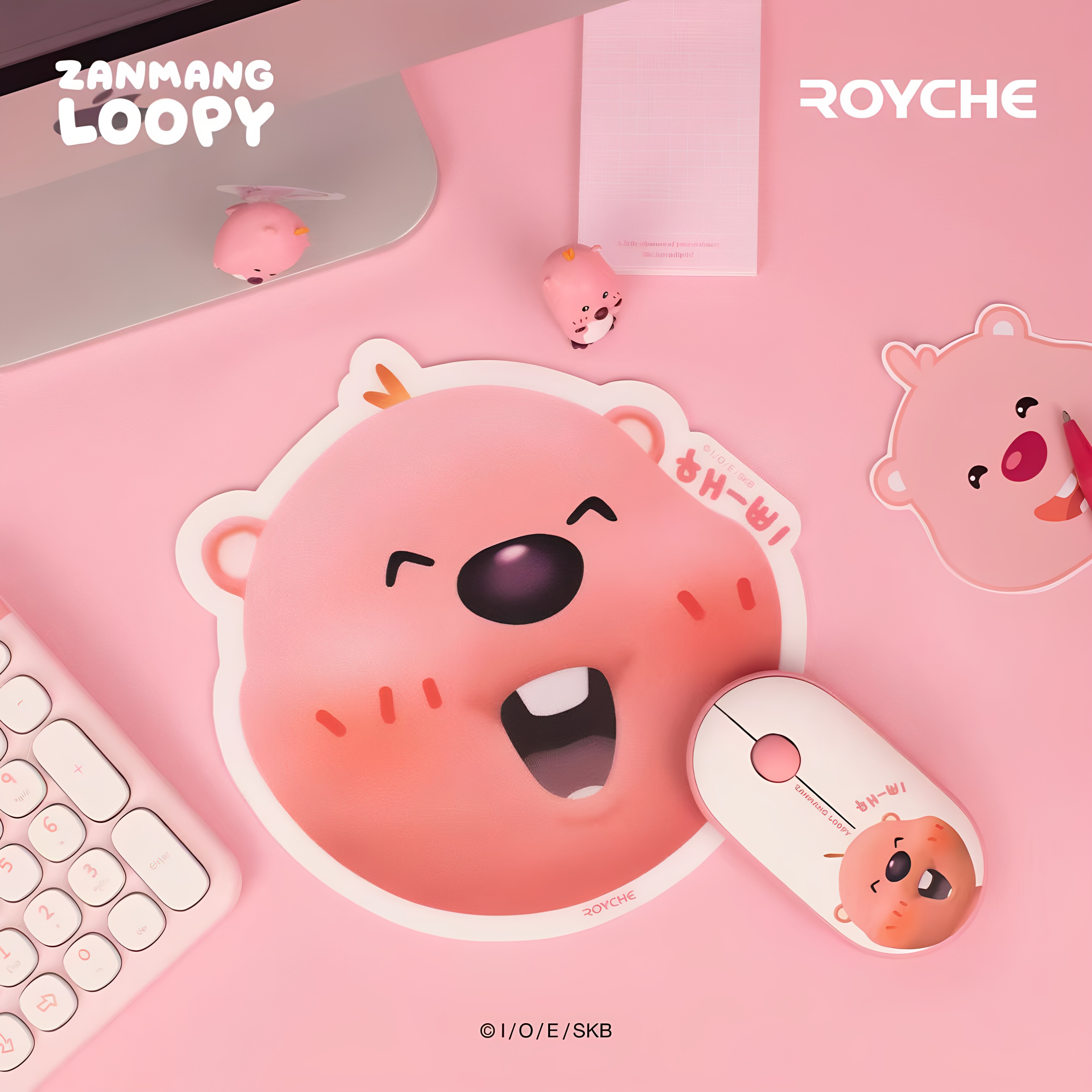 Loopy露比粉红海狸电脑桌面鼠标