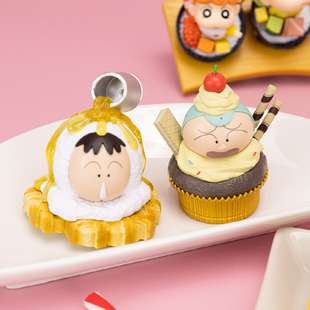 韩国正版蜡笔小新甜品公仔蛋糕小葵阿呆盲盒卡通手办创意摆件礼物