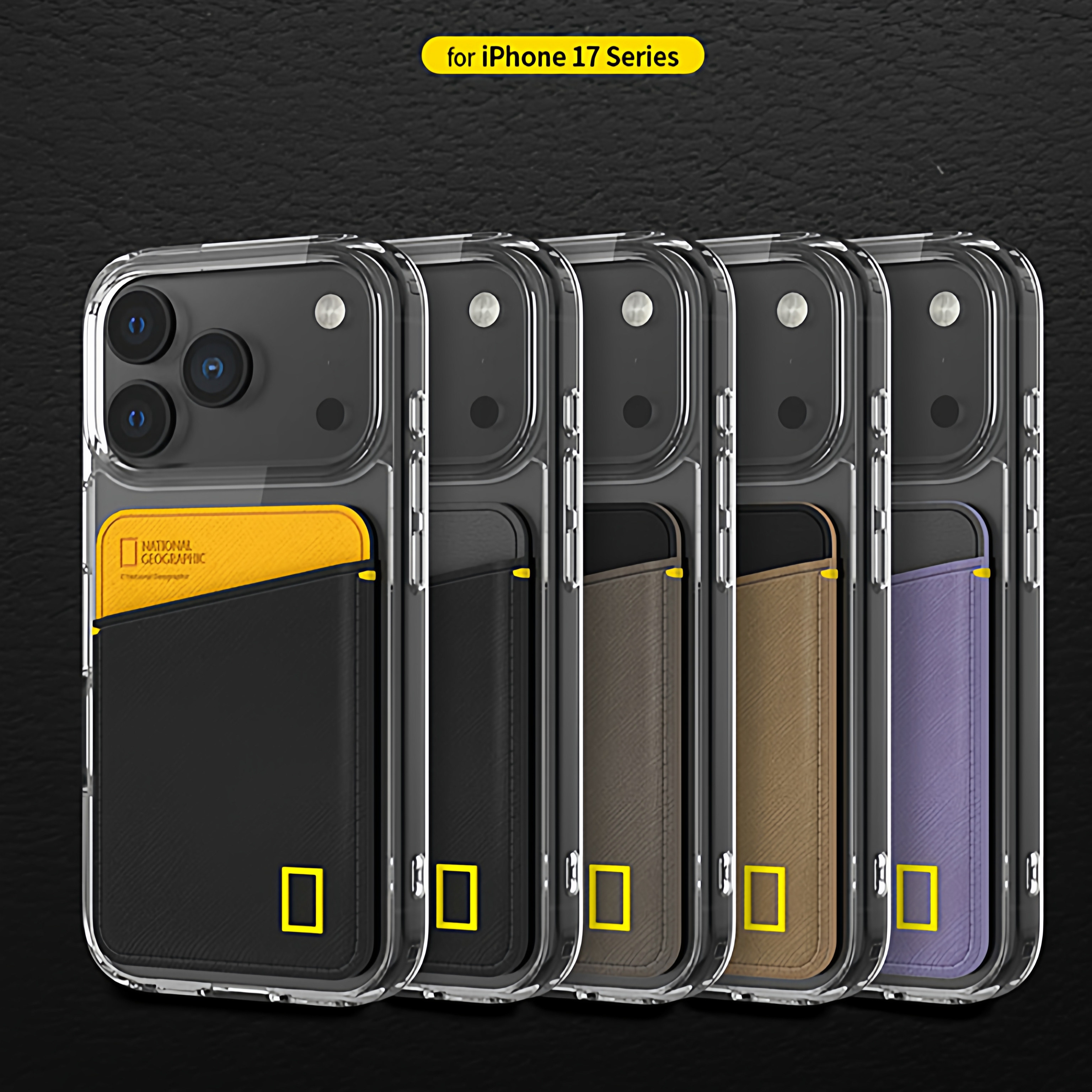 正版国家地理商务简约iphone17pro max手机壳可插卡挂孔防摔套男