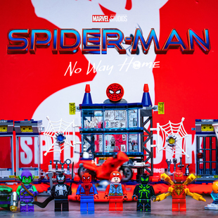 守护蜘蛛侠基地76175钢铁侠毒液人偶机甲人仔玩具男孩拼装 积木MOC