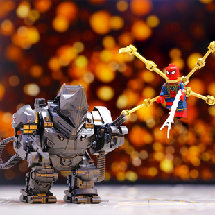 MOC犀牛人机甲蜘蛛侠漫威纵横宇宙反派男孩复仇者联盟拼积木玩具