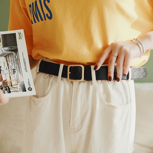 黑色皮带女简约裤带