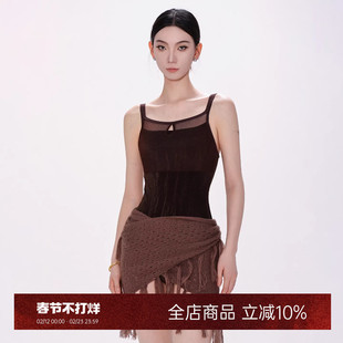 danzbaby芭蕾舞服女体操服成人练功服暗纹网纱拼接吊带体服B362-2