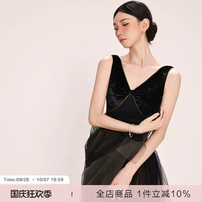 danzbaby芭蕾舞服成人练功服瑜伽服女形体服丝绒拼接V领体服B386