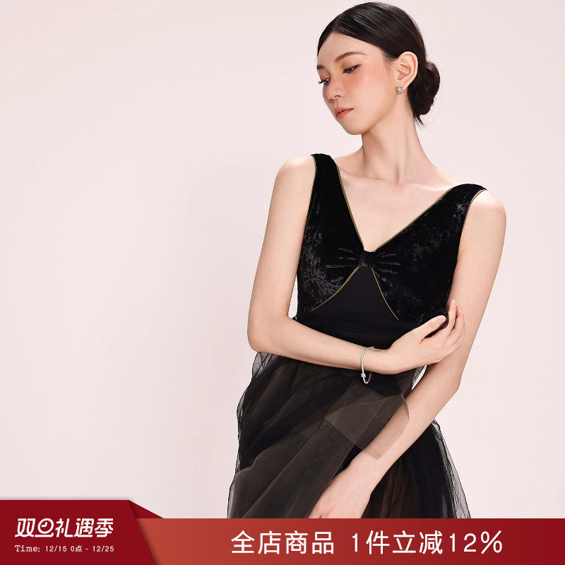 danzbaby芭蕾舞服成人练功服瑜伽服女形体服丝绒拼接V领体服B386